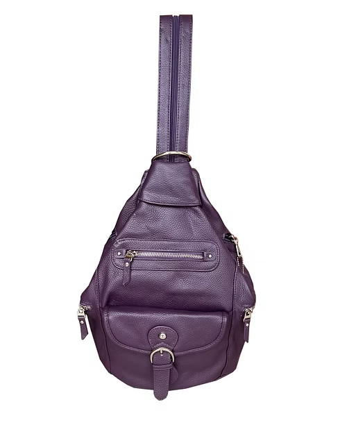 Purple Roma Leathers Snap Buckle Lockable Convertible Backpack