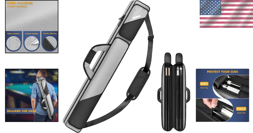 Stylish Blizzard Grey Pool Stick Case 2x2 with Ample Pockets for Accessories