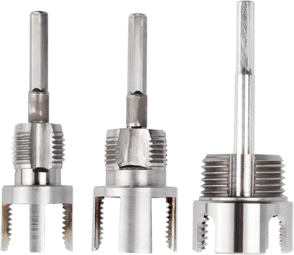 3Pcs PVC Pipe Threader Kit 1/2" 3/4" 1" NPT, Integrated Internal & External Pipe