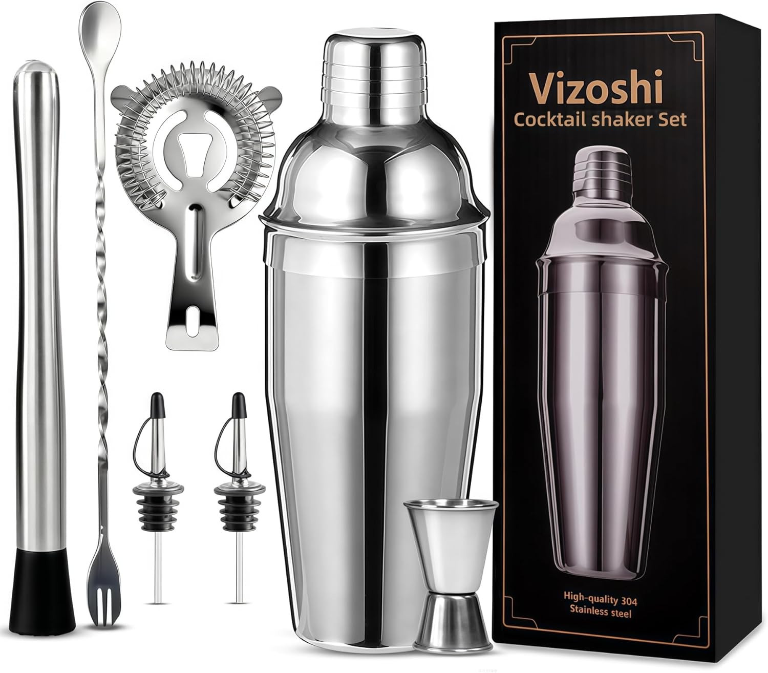 Cocktail Shaker Set Bartender Kit,Professional Bar Set, Martini Shaker, Jigger,