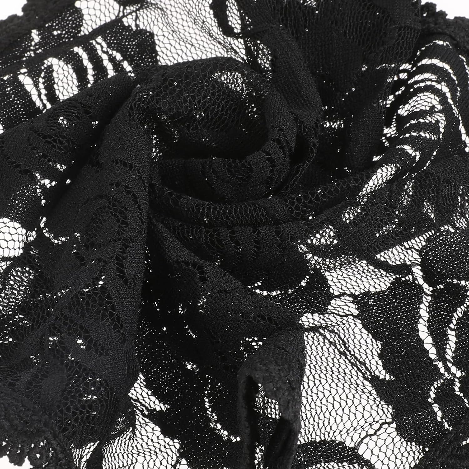 2 Pcs Lace Chapel Veil Head Coverings – Black & White Floral Short Mantilla