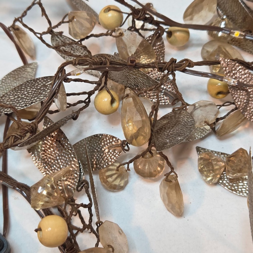 Pottery Barn Rustic Leaf String Lighted Garland 6ft Mini LED Wedding Holiday NIB