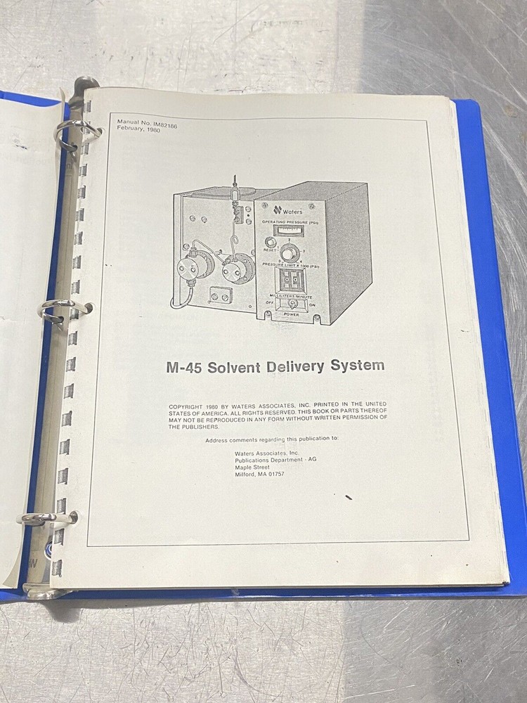 Waters M-45 Solvent Delivery System - Users Guide / Instructions Manual