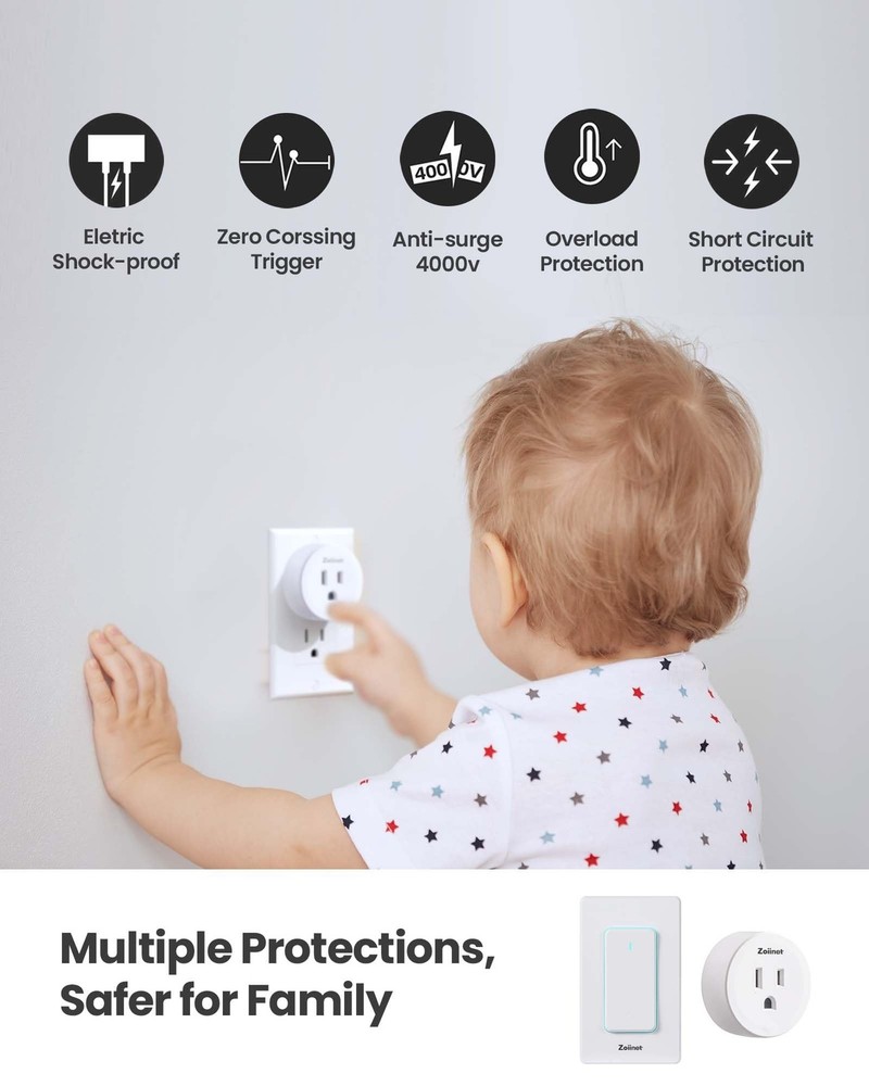 Remote Control Outlet Plug Switch, Buckle Design & Removable Wireless Light S...