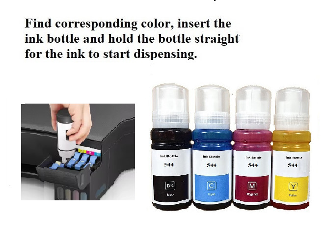 2 Black 544 T544 Refill ink Eco-Tank for L3158 L3101 L3111 L3151 L3110 L3150