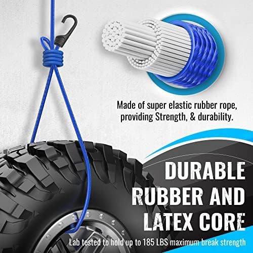 Heavy Duty Bungee Cords With Hooks Assorted Set