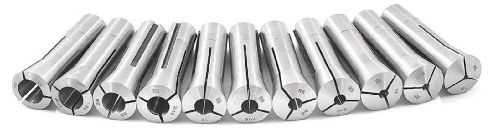 Durable 11 Piece R8 Collet Set (1/8-3/4 Inches) for Lathe and Grinding Machines