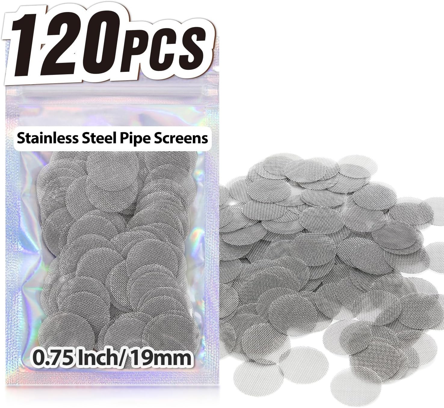 120 Pcs Pipe Screens Stainless Steel Screen Filter for Pipe 3/4 Mesh Pipe Filter