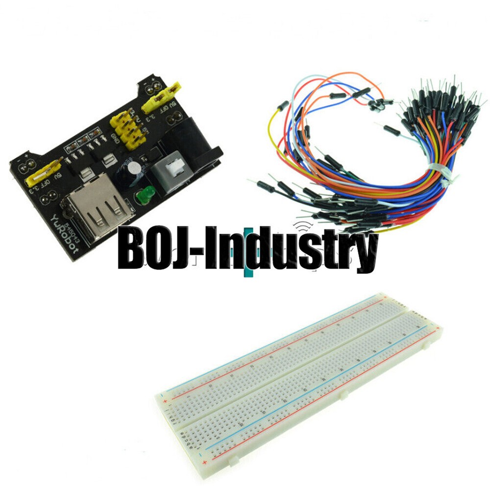 MB102 Power Supply Module 3.3V 5V+Breadboard Board 830 Point+65PCS Jumper cable