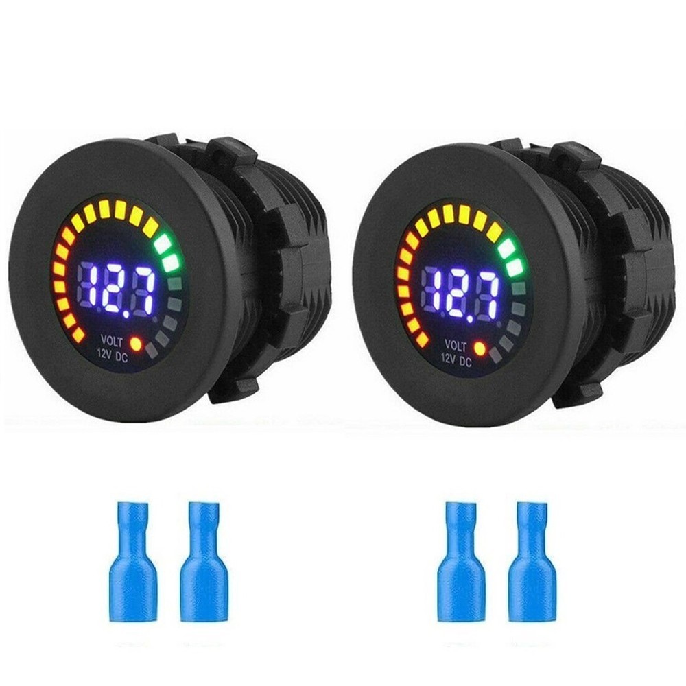 Waterproof Twin Pack DC 12V LED Voltage Meter Suitable For All Vehicles