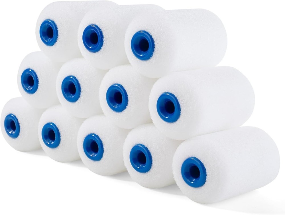Versatile 12-Pack Foam Paint Roller Covers, 2 Inches for Crafting & Touch-Ups