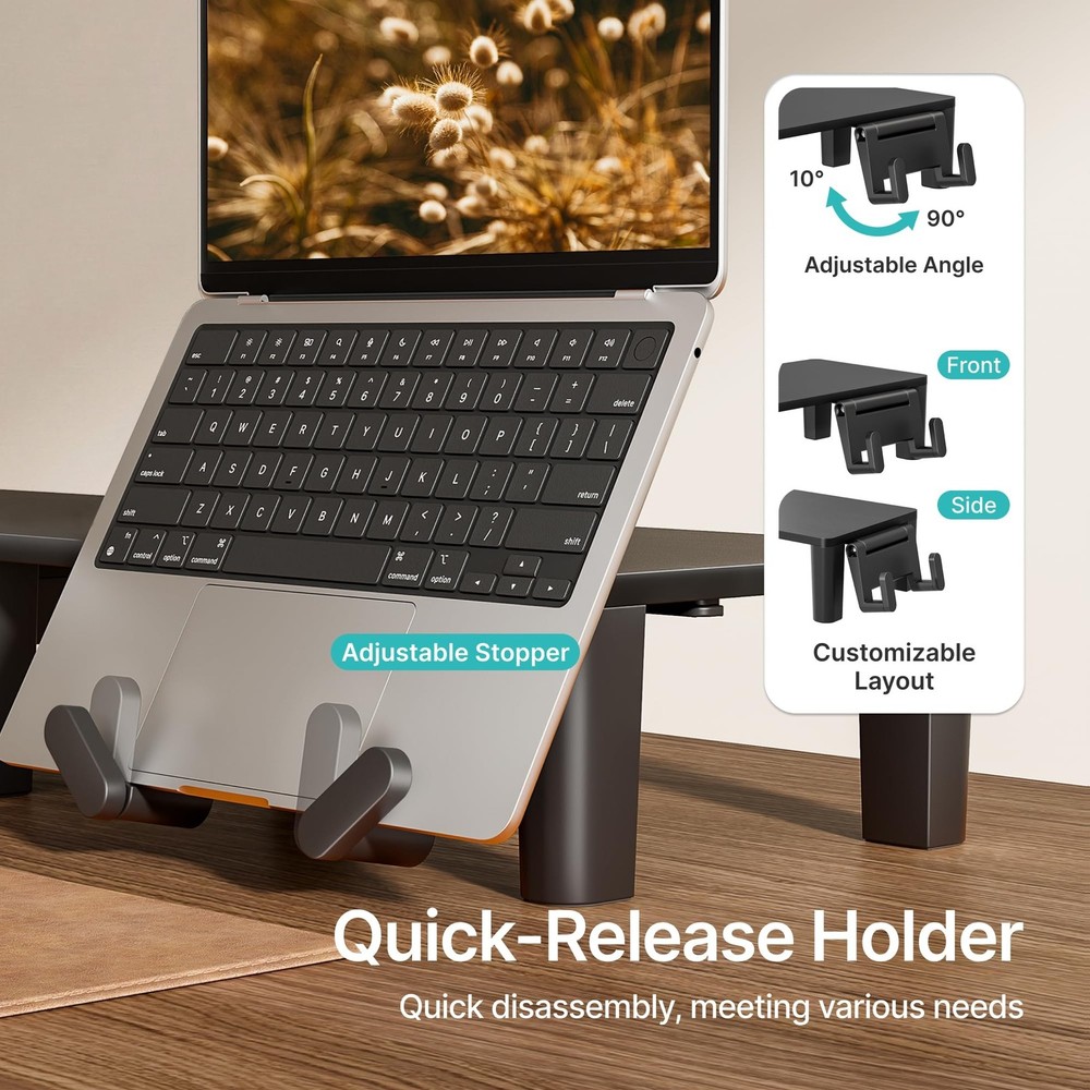 PEGZONE Monitor Stand Riser for Desk, Ergonomic Computer Riser with Storage D...