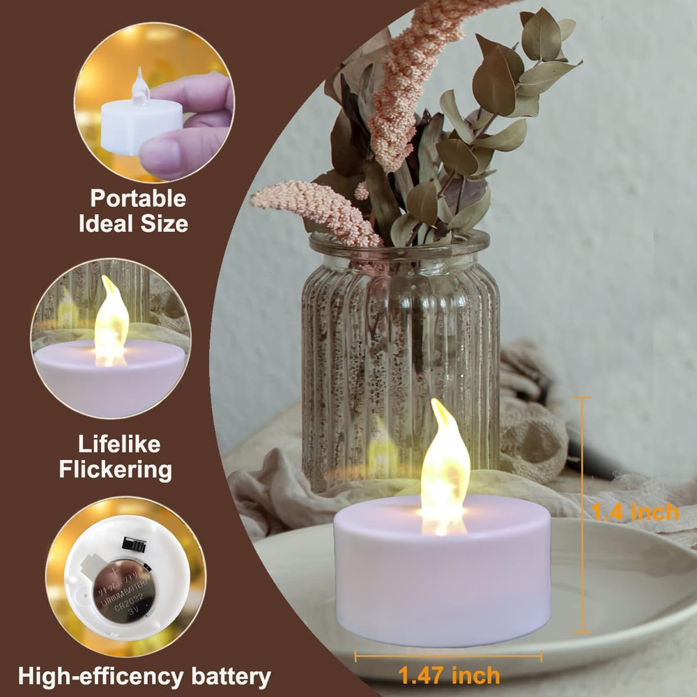 Flameless Led Tea Lights Candle with Remote Control Long Lasting Battery 12 Pack