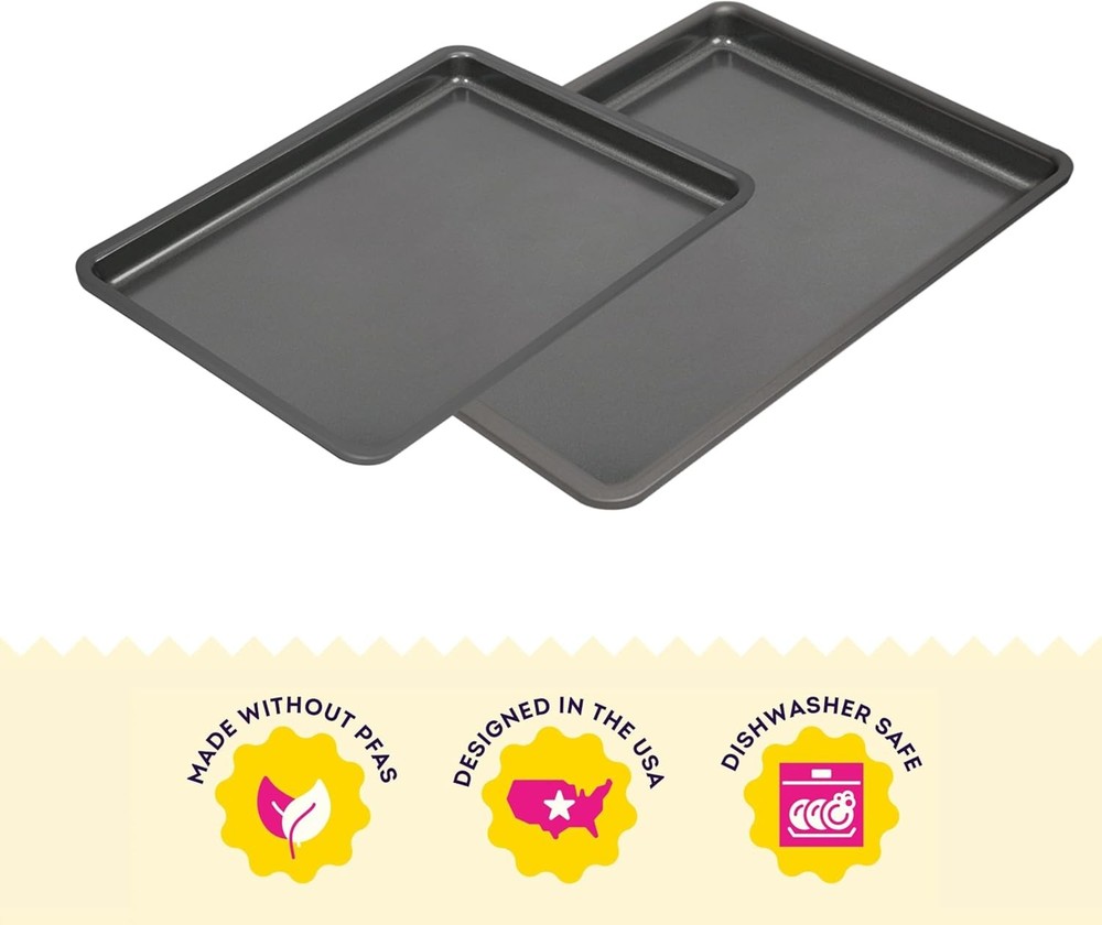 Silver 2- Piece Non-Stick Baking Sheet Set Stainless Steel Bakeware Baking &