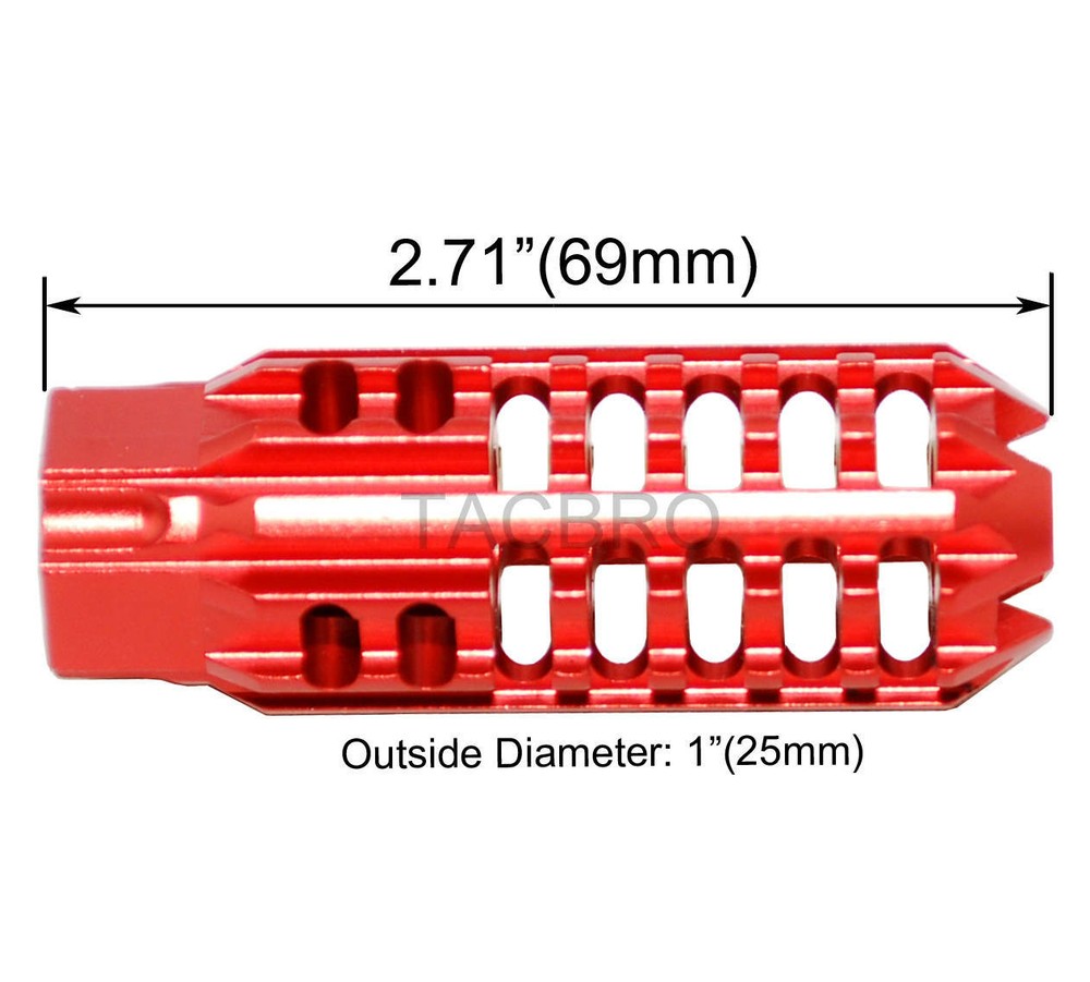 Skeleton Design 9MM Muzzle Brake With 1/2"x28 Thread Pitch - Red Aluminum