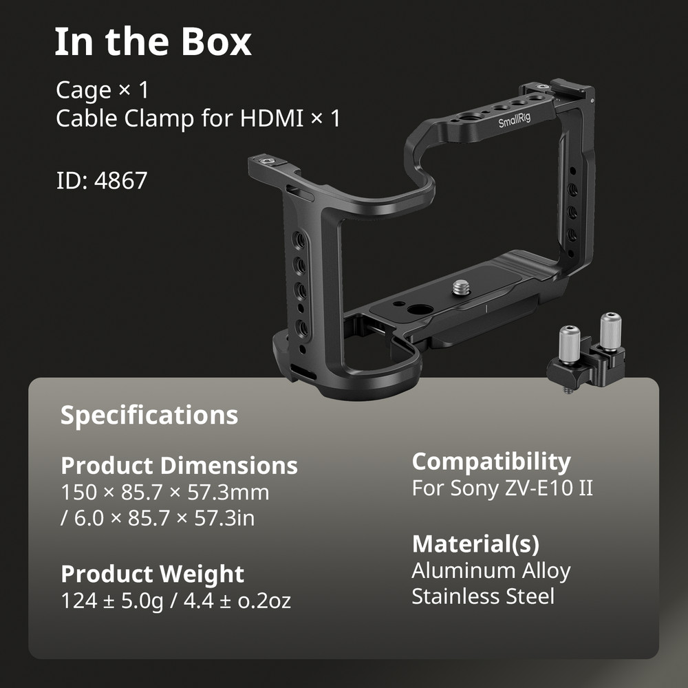 SmallRig ZV-E10 II Cage Kit with Top Handle for Sony ZV-E10 II Camera