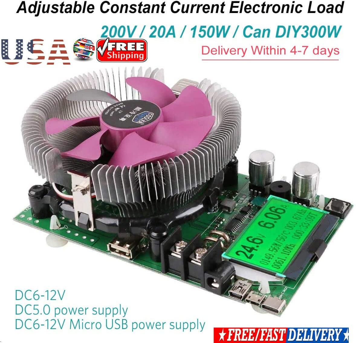 Adjustable Constant Current Battery Capacity Tester Module Electronic Load Test
