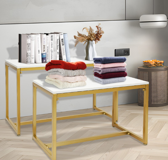 2 PCS Metal Handbag Shoe Display Stand Table Purses Retail Store Display Shelf