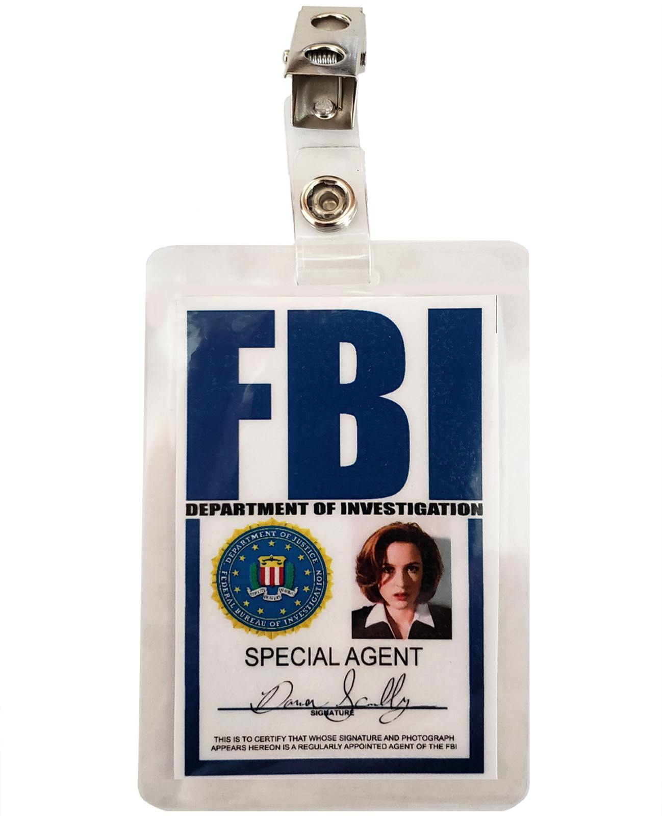 X FILES Dana Scully FBI ID Badge Name Tag Card Laminate for Costume Cosplay XF-1