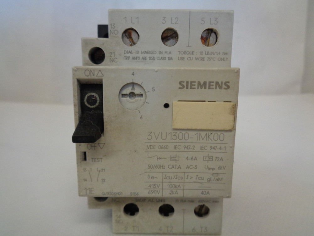SIEMENS 3VU1300-1MK00 MANUAL MOTOR STARTER-PROTECTOR 4-6A