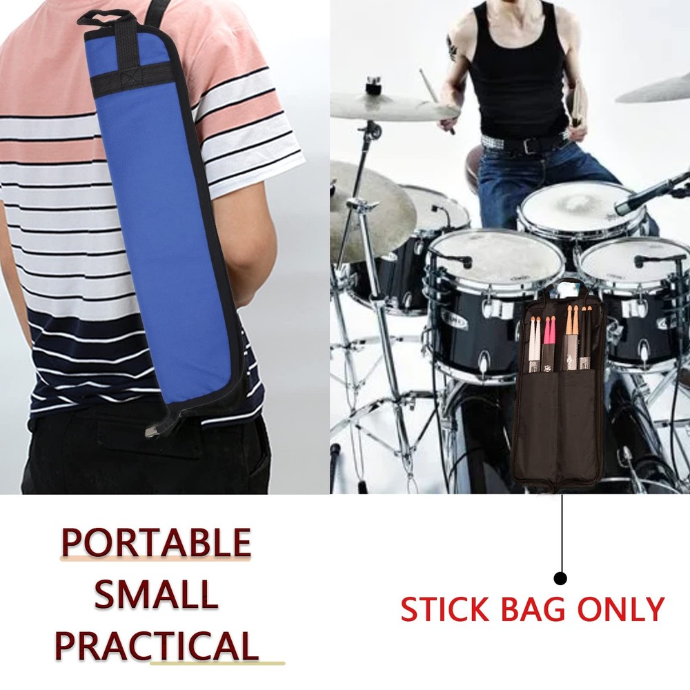 Blue Universal Drumstick Bag Case Holder For Mallets Hanging Loop Accessory