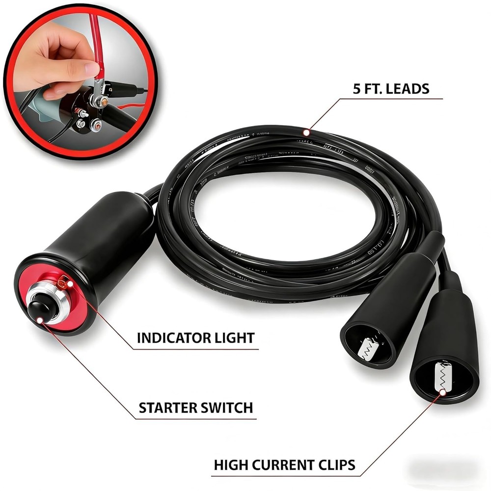 Heavy Duty Remote Starter Switch 12V Push Button with 5ft Wire and Alligator ...