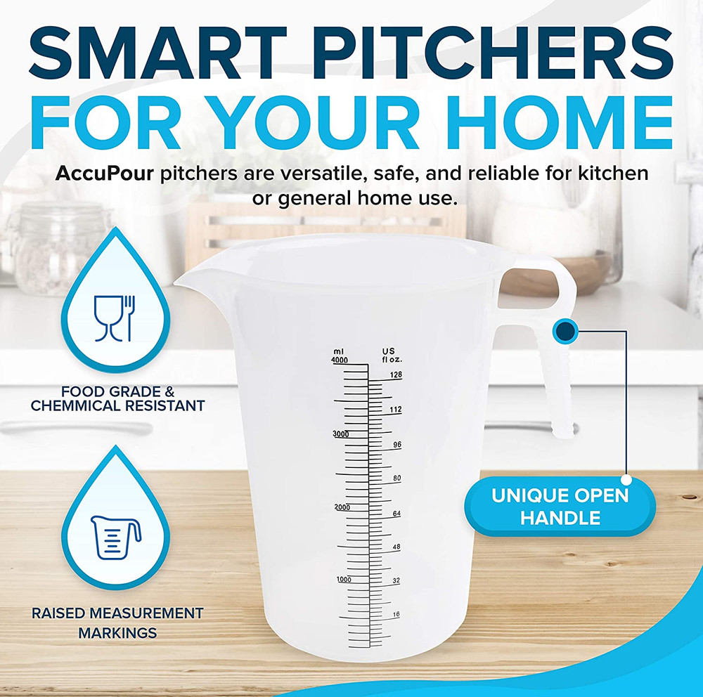 32Oz Measuring Pitcher, Plastic, Multipurpose, Ounce and Milliliter Increments