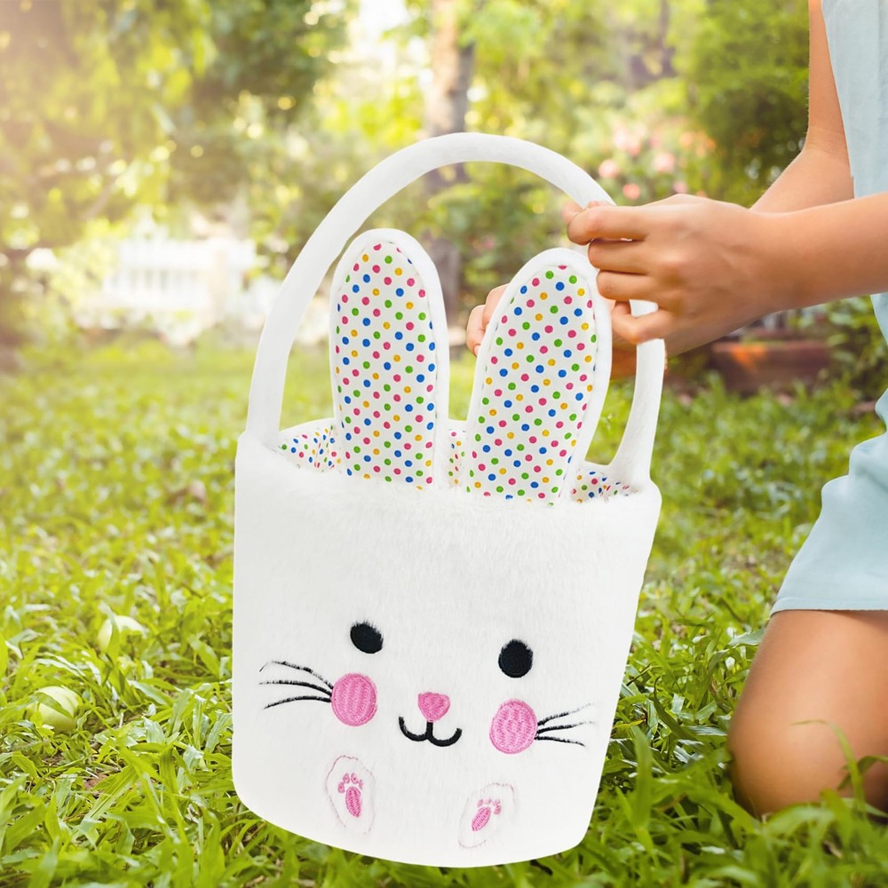 2 Pcs Easter Basket Bunny & Chick Plush Baskets Dia 8" * H 15.7", Easter Egg ...