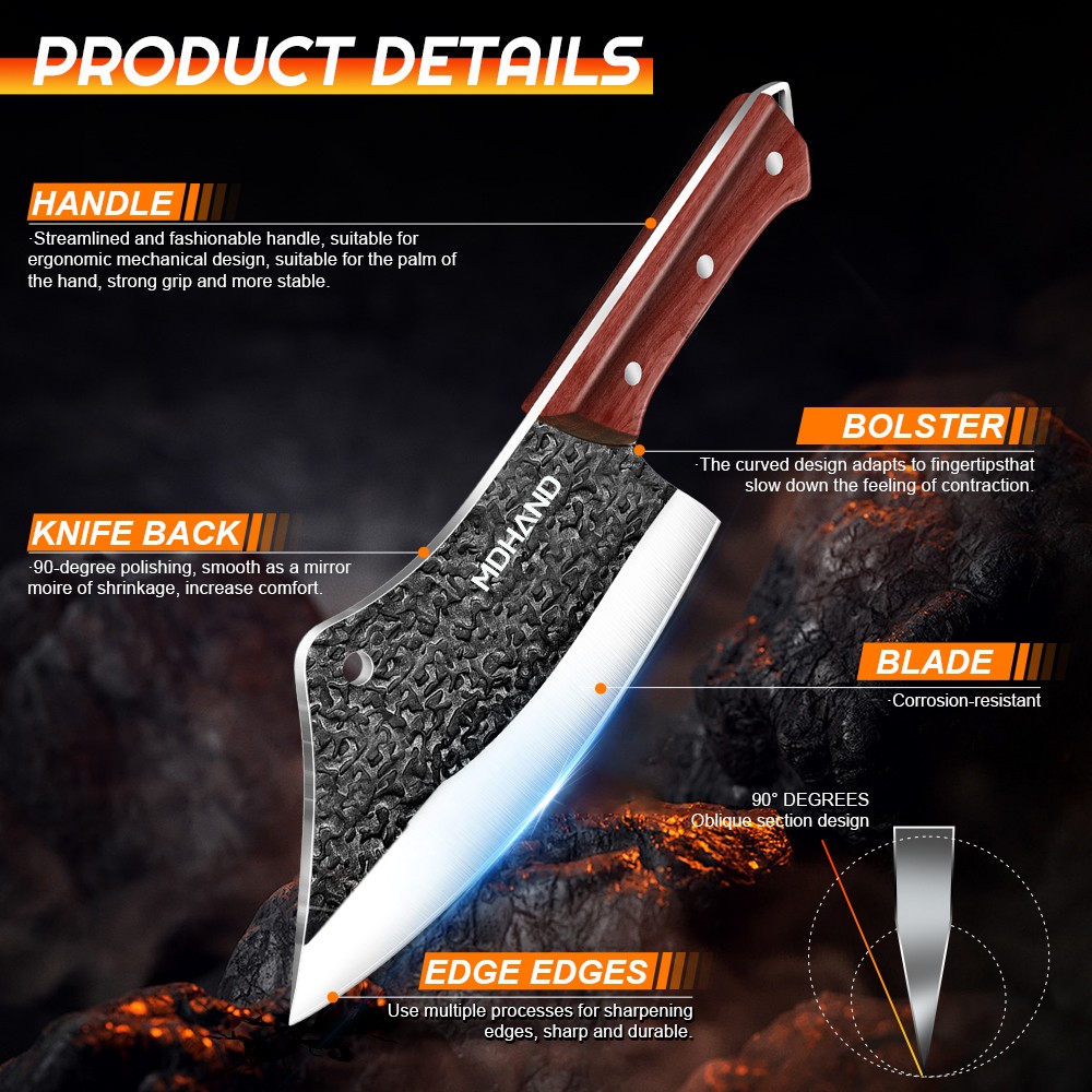 14PCS Butcher Knife Set, Chef Knife Set with Bag Hand Forged Kitchen Knife Set