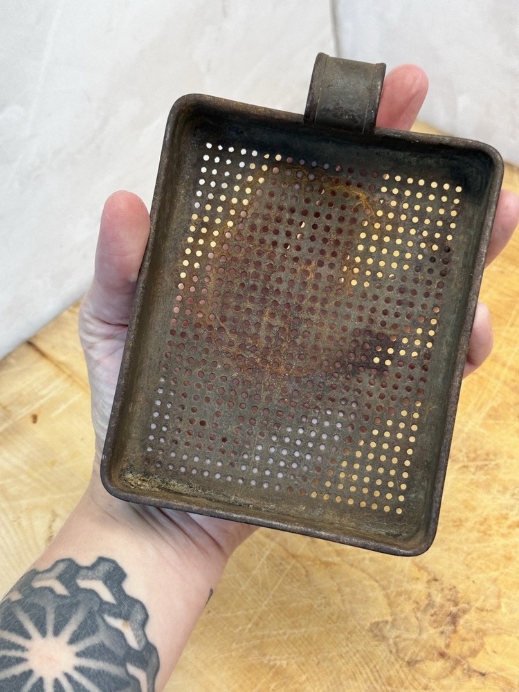 Antique Early Tin Strainer Square #1439