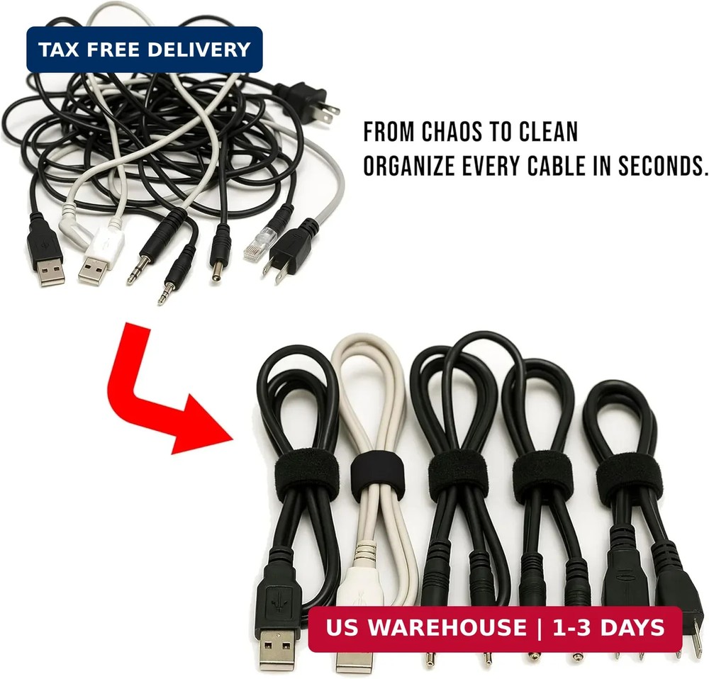 130 PCS 6 Inch Reusable Cable Ties Adjustable Cord Straps, Hook & Loop Wire Orga