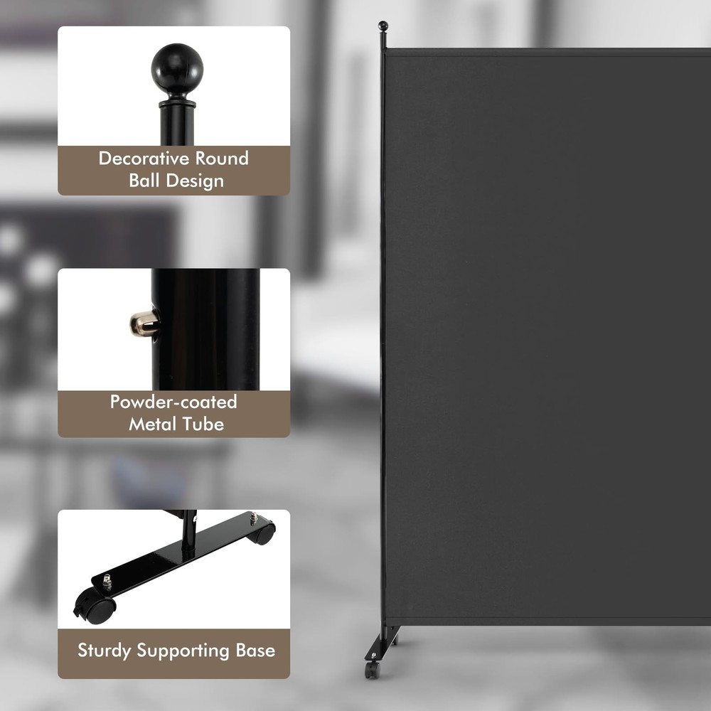 Room Divider Large Single Panel, 73''W x 73''H Privacy Screen with Lockable W...