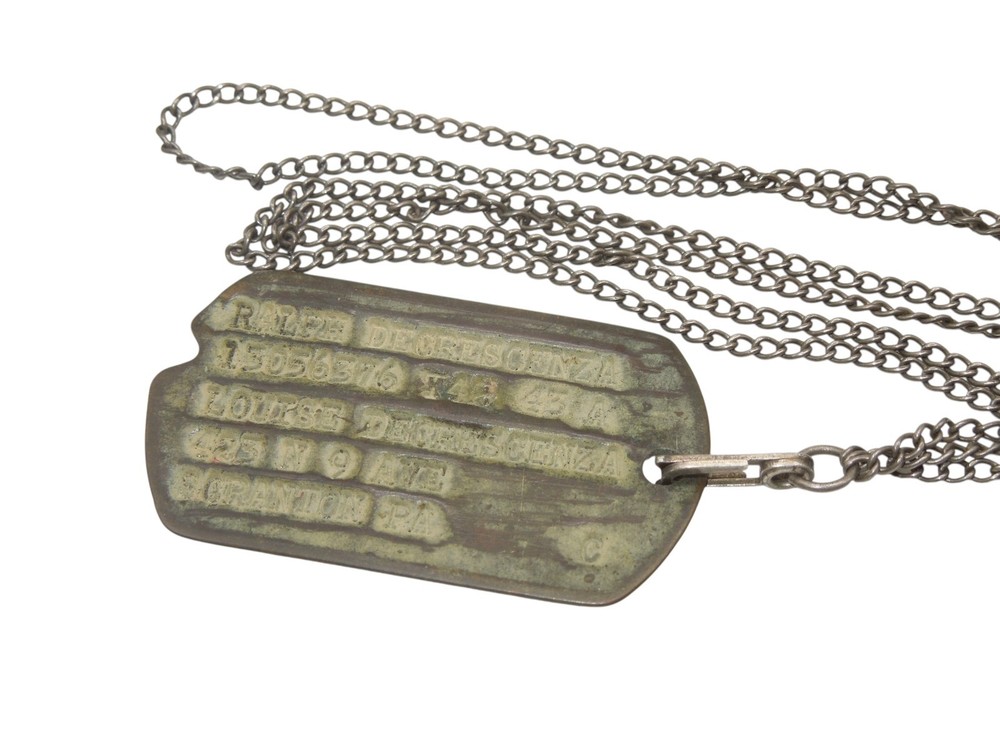 WWII US Army 305th Field Artillery 77th Division Dog Tag & STERLING Chain CA8