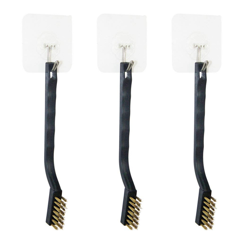 9PCS MINI Brass Brushes Set Curved Handle Scratch Wire Toothbrush....