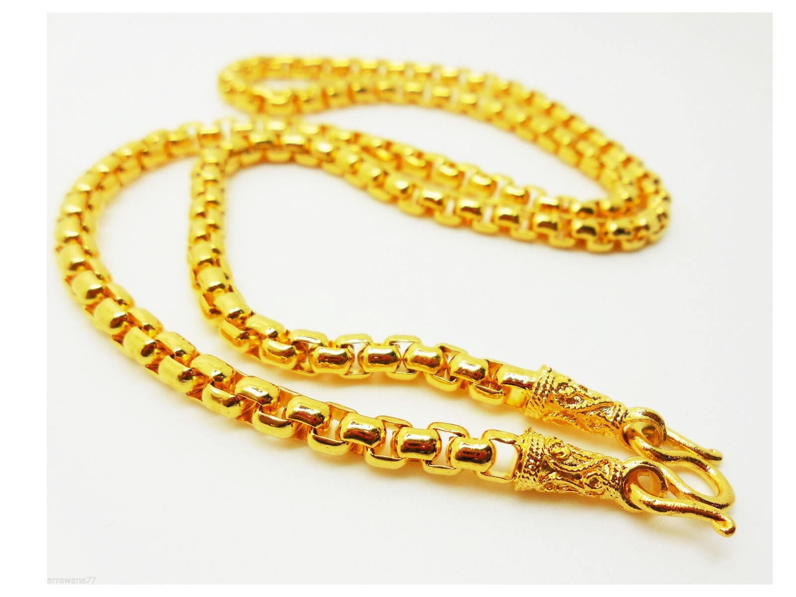 Chain 22K 23K 24K THAI BAHT YELLOW GOLD GP Necklace 20 Inch 5 mm Jewelry