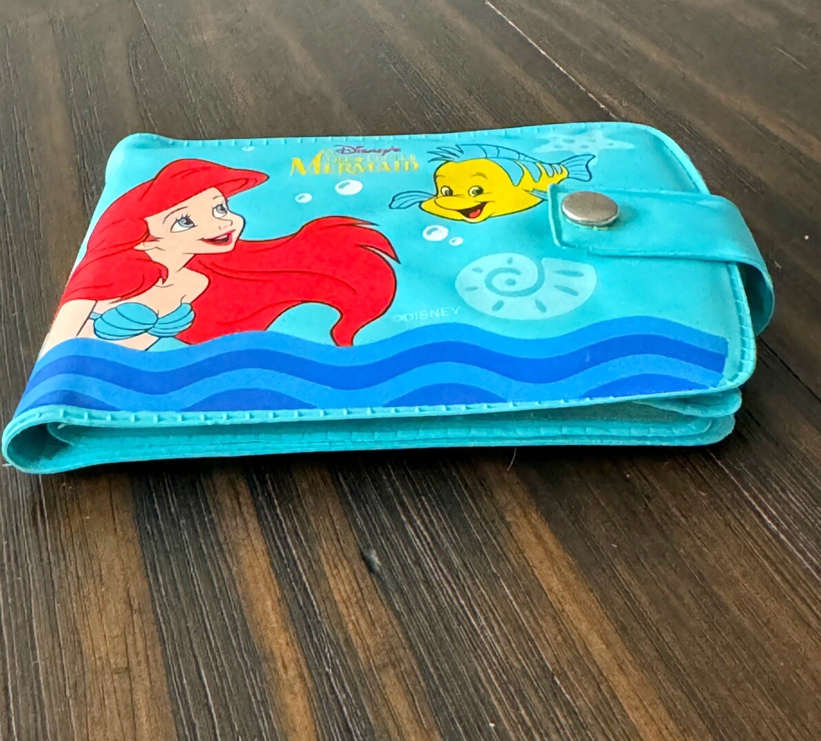 Vintage Disney The Little Mermaid Ariel And Floun Wallet Vinyl Change Purse