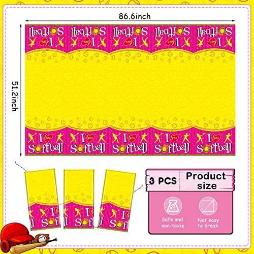 3 Pcs Softball Tablecloth Party Decorations Softball Rectangle Plastic