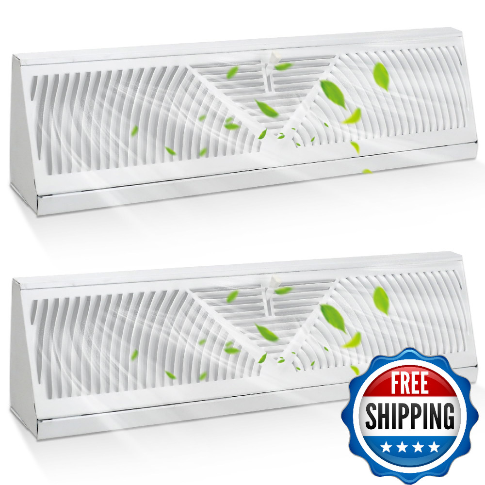Baseboard Register Diffuser Vent Covers 2 Pcs 18" White Air Adjust Lever Easy In
