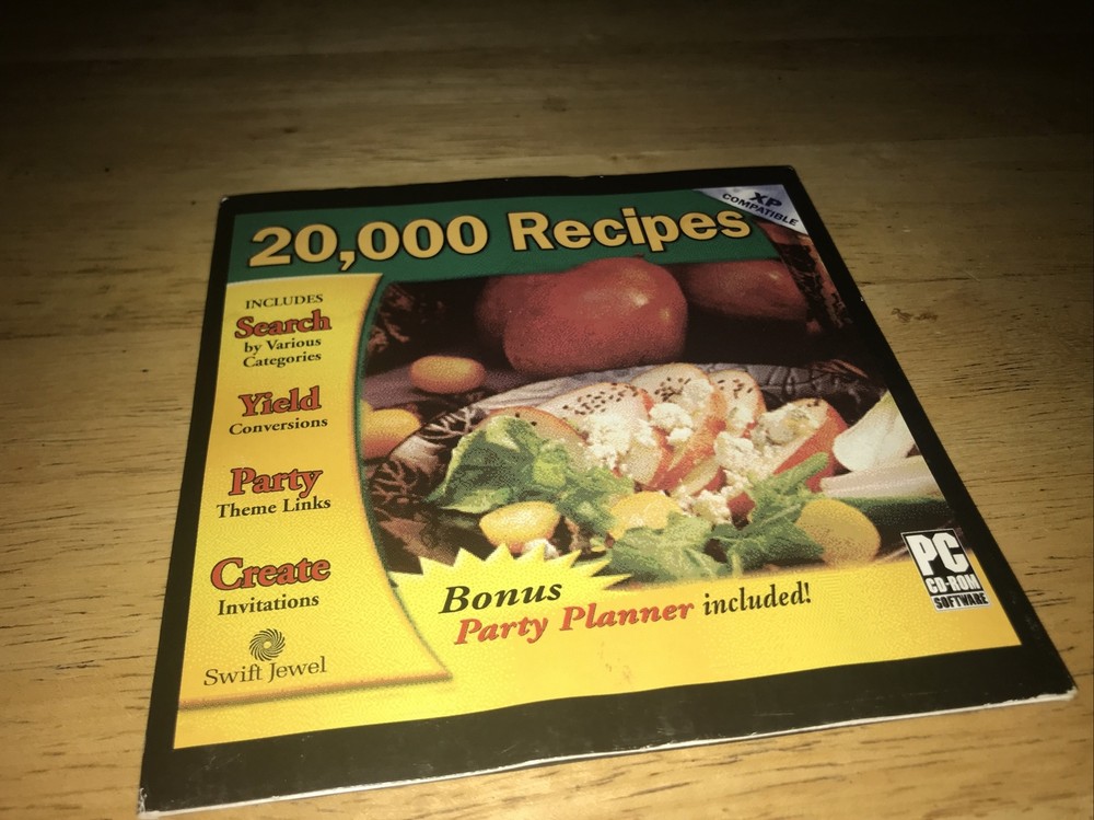 20,000 Recipes PC CD-ROM Reference Disc Cardboard Sleeve & Working Disc