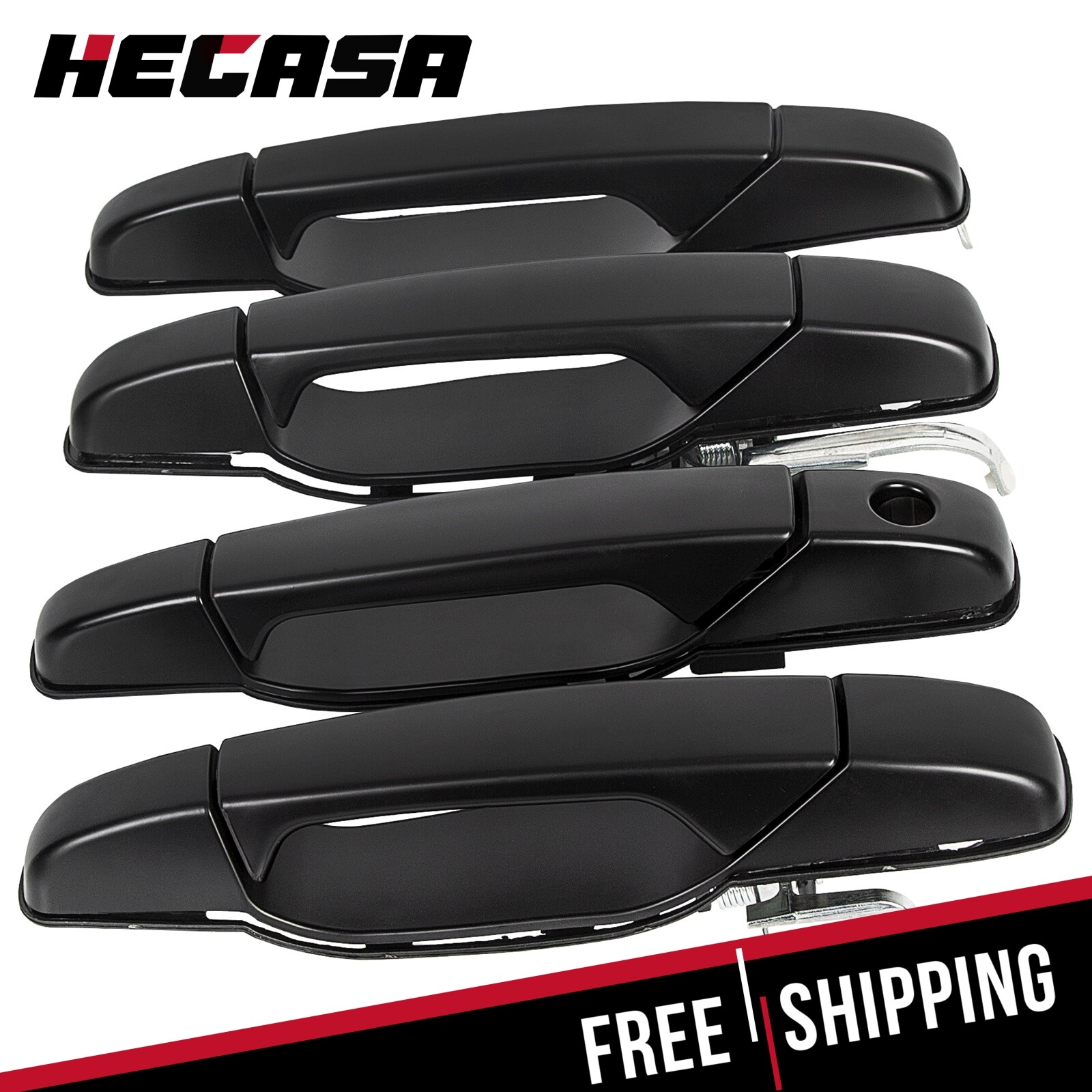 Set of 4 Door Handle Black Front & Rear For Chevy GMC Tahoe Yukon Sierra 07-14