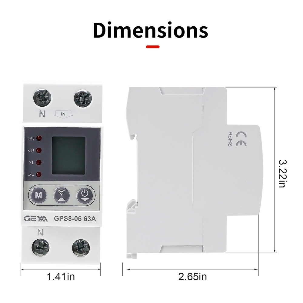 GEYA WIFI Control Over Current Protect Over&Under voltage Protector 32-80A 220V