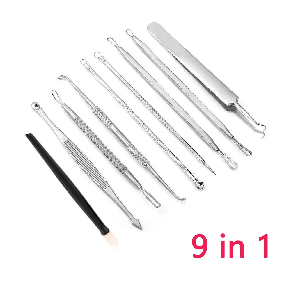 Face Cleansing Acne Beauty Tool Kit Blackhead Extractor 9 Pack