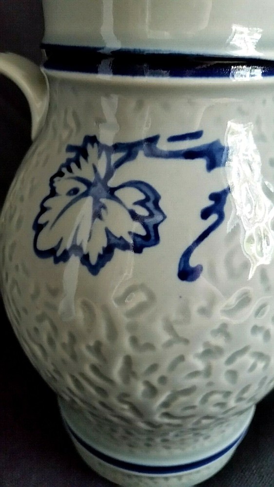 Pottery Pitcher Rice Design Handled Fruit Grape Wine Juice Kitchen Accessory