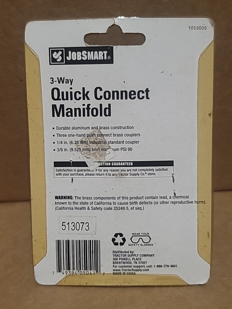JobSmart 3-Way Quick Connect Manifold