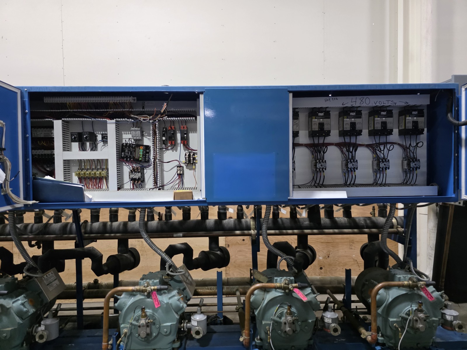 Tyler/Carrier 65 HP Refrigeration Compressor Rack Med Temp Cooler R404A R448/449