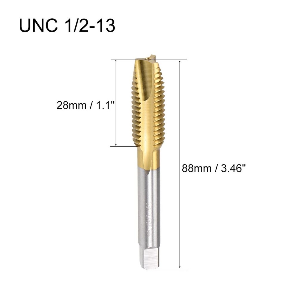 Spiral Point Plug Tap UNC 1/2-13 HSS Titanium Coated Threading Tool