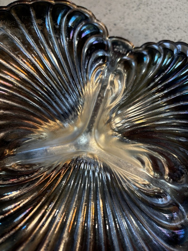 Vintage Triple Shell Silver Plate/ EPNS With Hallmarks Serving Dish
