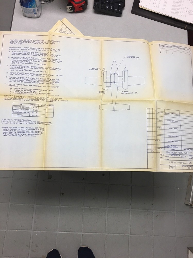 Supplemental Type Certificate SA1007NW Low Thrust Detector System Paperwork
