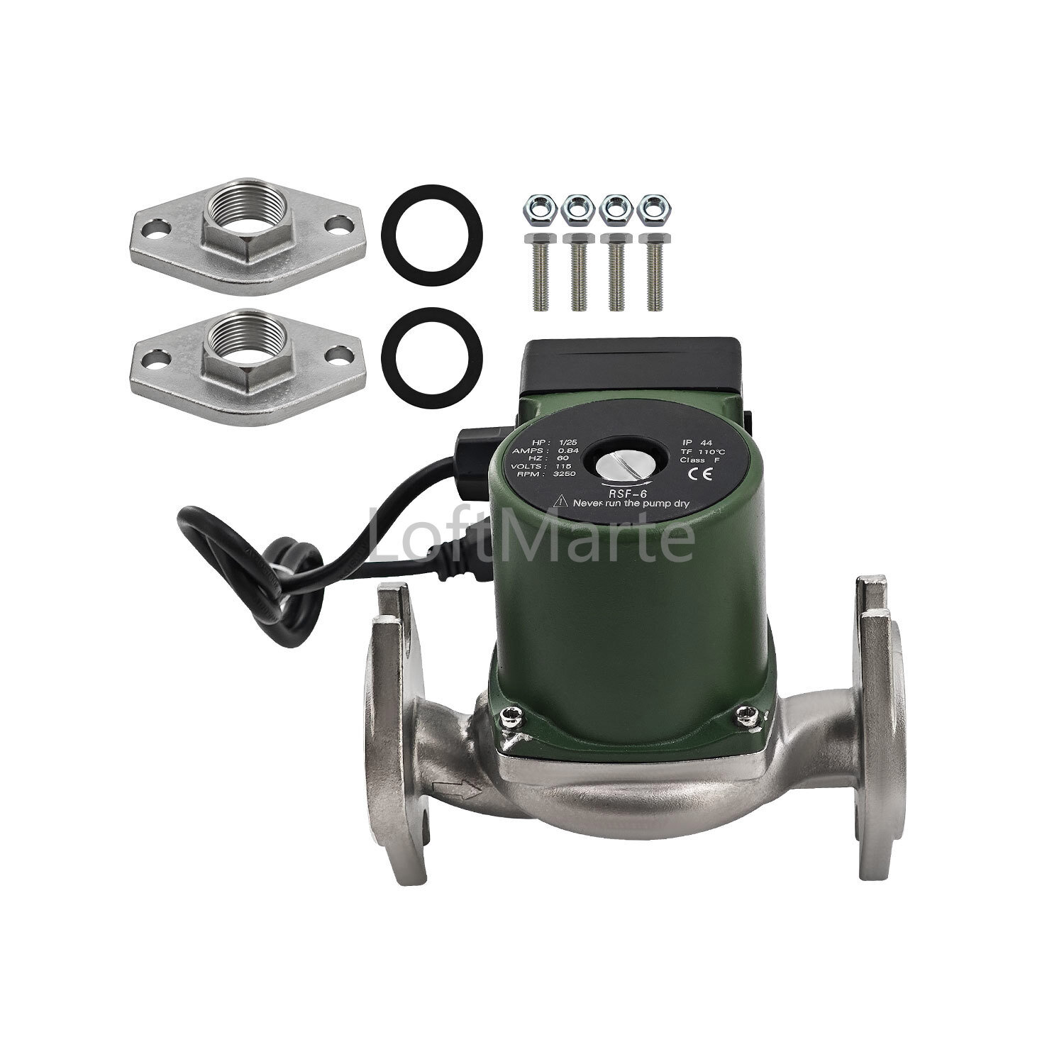 Water Circulator Pump 008-SF6 For Taco 115V 1/25 HP 60HZ 0.84A 125 PSI 3250R