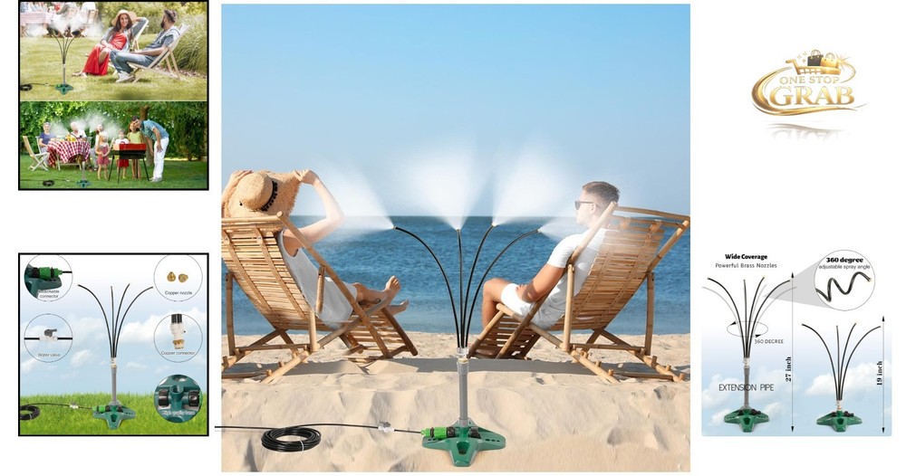 Adjustable Stand Misting System for Outdoors Patio Pool 26ft Brass Nozzles